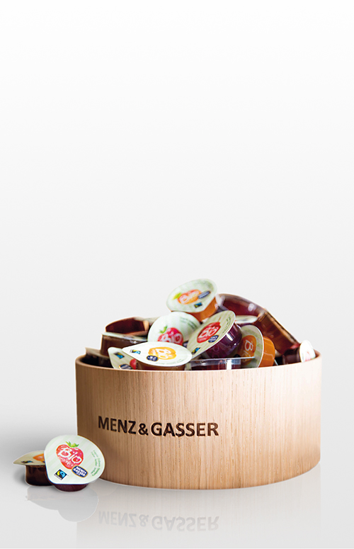 Ausstellung aus Holz für Einzelportionen