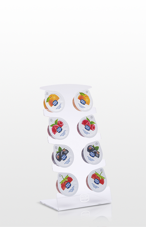 Espositore in plexiglass per 8 monoporzioni rotonde